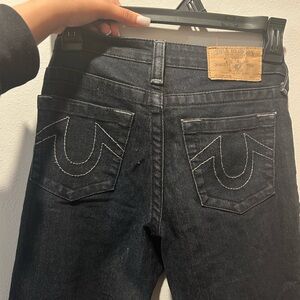 True Religion Dark Wash Jeans with Signature Leather Patch